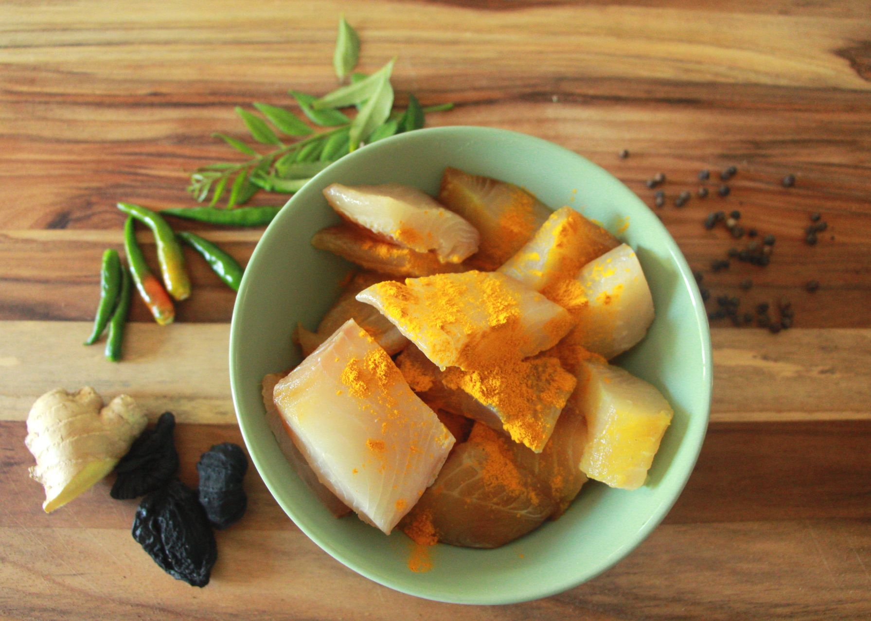 Fish curry ingredients